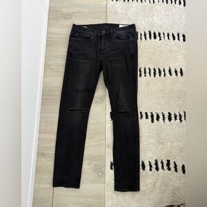 Mens Rag and Bone Black ripped Jeans extra slim size 32 great condition
